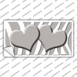Grey White Zebra Blue Centered Hearts Novelty Sticker Decal