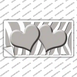 Grey White Zebra Blue Centered Hearts Novelty Sticker Decal