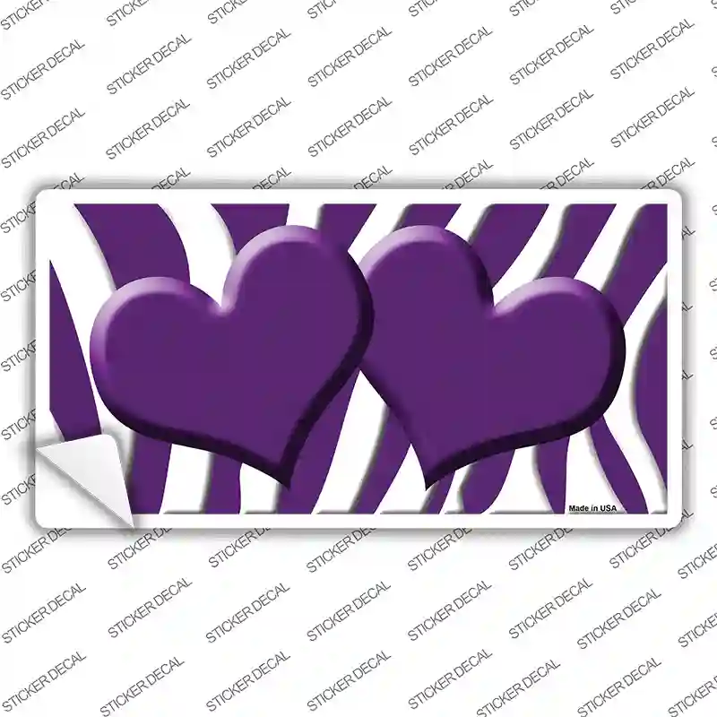 Purple White Zebra Purple Centered Hearts Novelty Sticker Decal