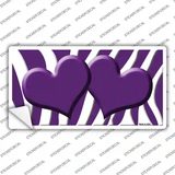 Purple White Zebra Purple Centered Hearts Novelty Sticker Decal
