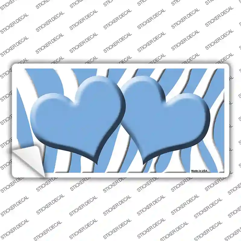 Light Blue White Zebra Light Blue Centered Hearts Novelty Sticker Decal