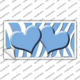 Light Blue White Zebra Light Blue Centered Hearts Novelty Sticker Decal