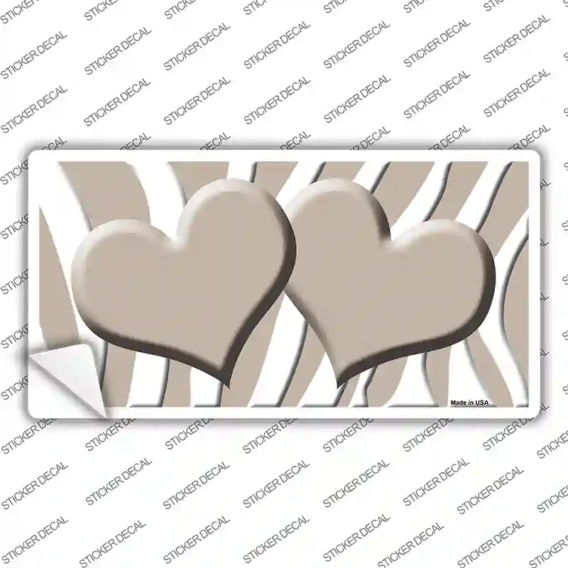 Tan White Zebra Tan Centered Hearts Novelty Sticker Decal