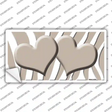 Tan White Zebra Tan Centered Hearts Novelty Sticker Decal