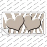 Tan White Zebra Tan Centered Hearts Novelty Sticker Decal