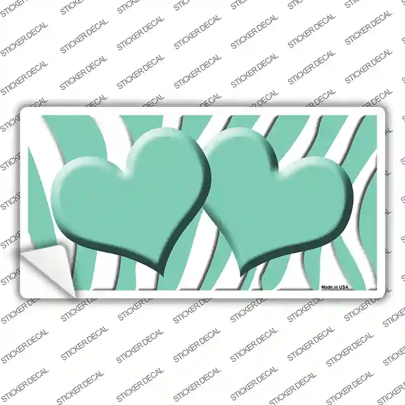 Mint White Zebra Mint Centered Hearts Novelty Sticker Decal