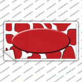 Red White Giraffe Red Center Oval Novelty Sticker Decal