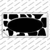 Black White Giraffe Black Center Oval Novelty Sticker Decal