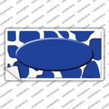 Blue White Giraffe Blue Center Oval Novelty Sticker Decal