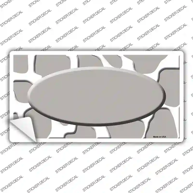 Grey White Giraffe Grey Center Oval Novelty Sticker Decal