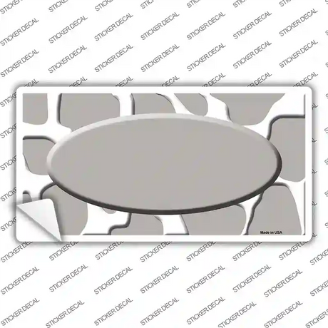 Grey White Giraffe Grey Center Oval Novelty Sticker Decal