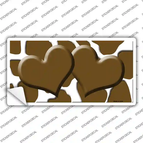 Brown White Giraffe Brown Centered Hearts Novelty Sticker Decal