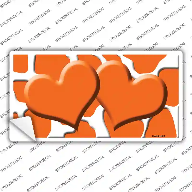 Orange White Giraffe Orange Centered Hearts Novelty Sticker Decal