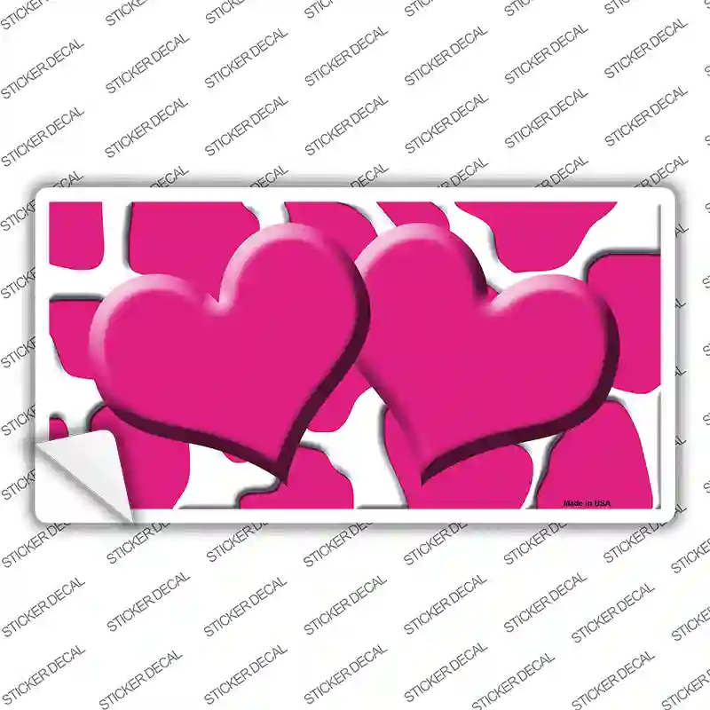 Pink White Giraffe Pink Centered Hearts Novelty Sticker Decal