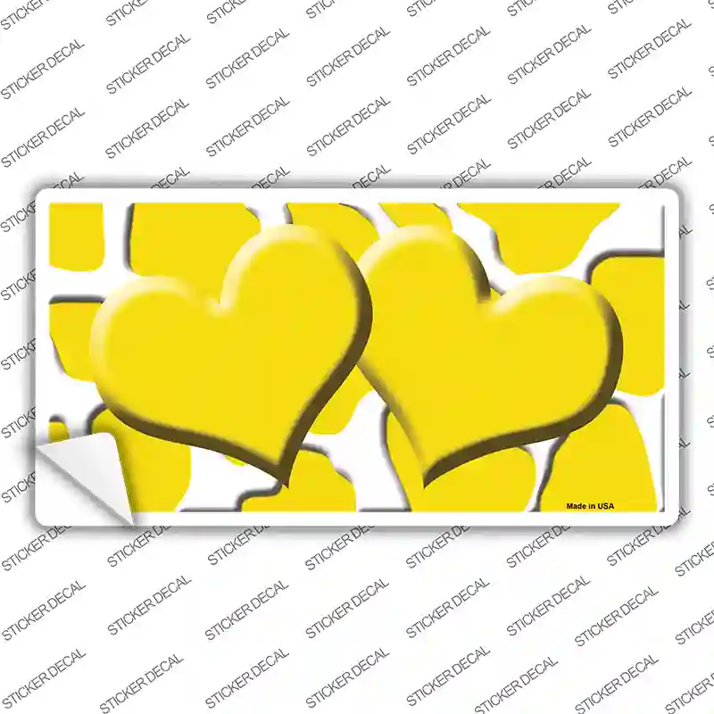 Yellow White Giraffe Yellow Centered Hearts Novelty Sticker Decal