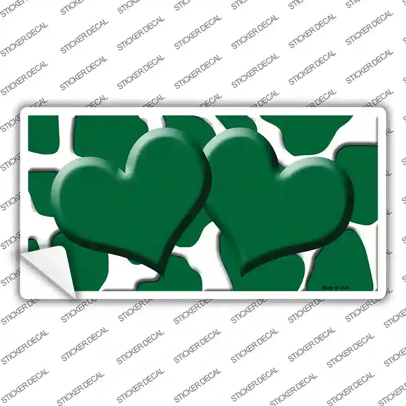 Green White Giraffe Green Centered Hearts Novelty Sticker Decal