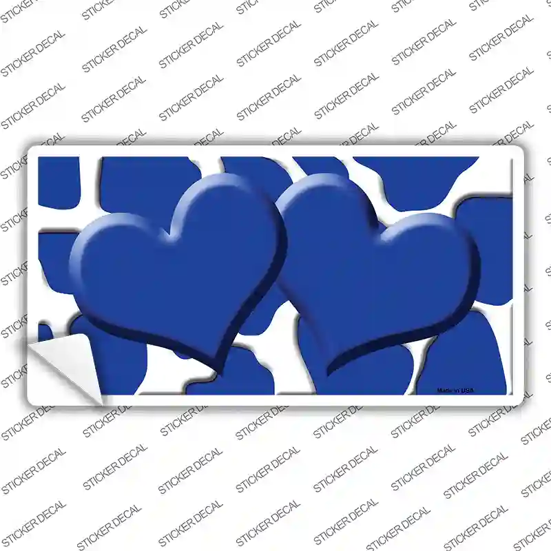 Blue White Giraffe Blue Centered Hearts Novelty Sticker Decal
