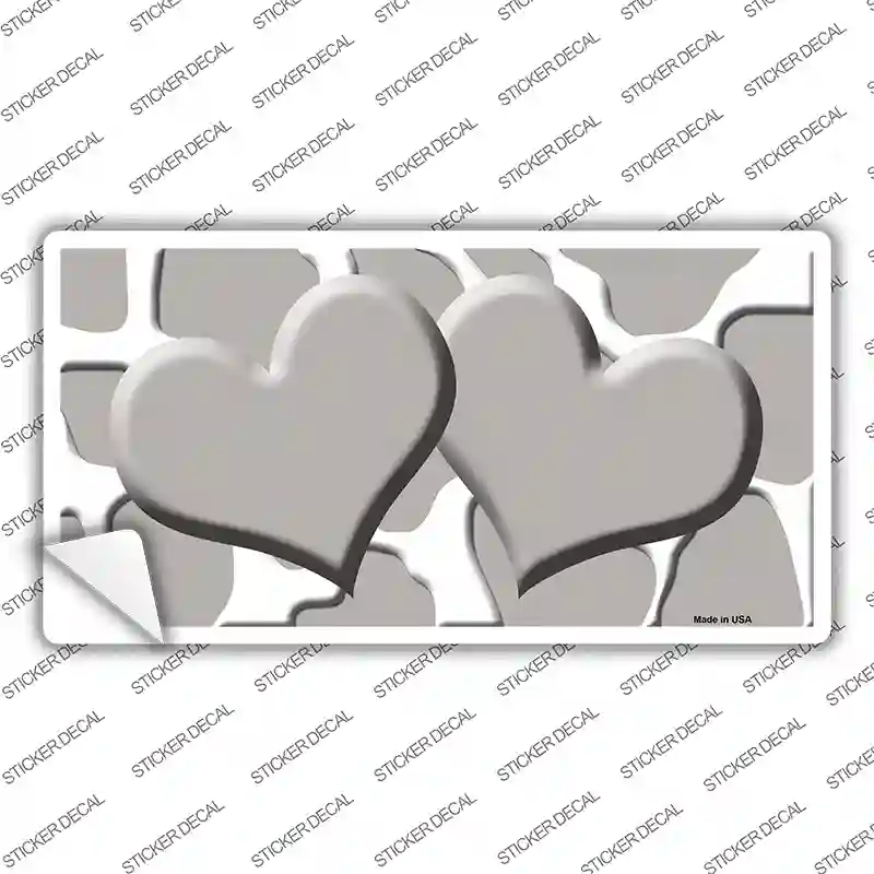 Grey White Giraffe Grey Centered Hearts Novelty Sticker Decal