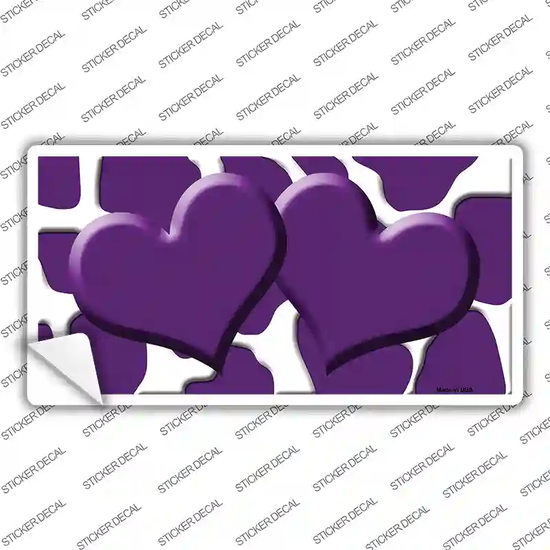 Purple White Giraffe Purple Centered Hearts Novelty Sticker Decal