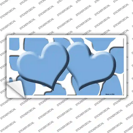 Light Blue White Giraffe Light Blue Centered Hearts Novelty Sticker Decal