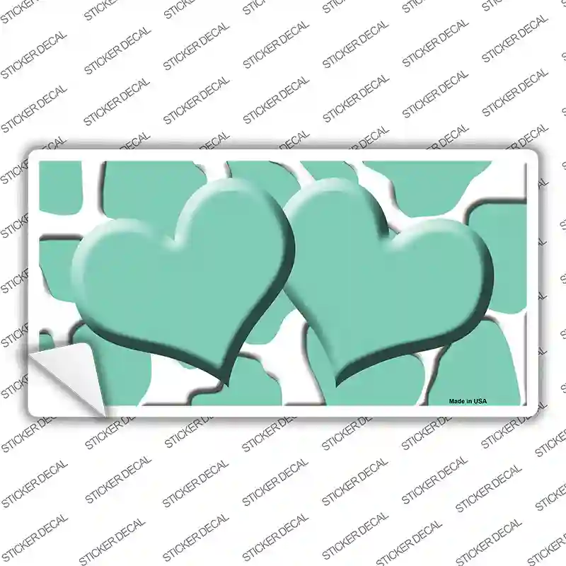 Mint White Giraffe Mint Centered Hearts Novelty Sticker Decal