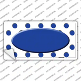 Blue White Polka Dot Blue Center Oval Novelty Sticker Decal