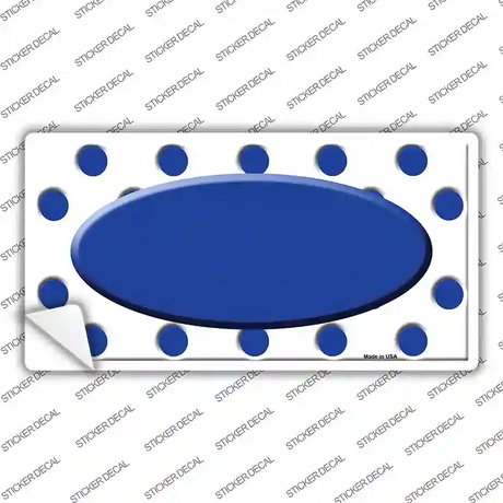 Blue White Polka Dot Blue Center Oval Novelty Sticker Decal