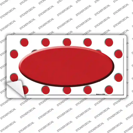 Red White Polka Dot Red Center Oval Novelty Sticker Decal