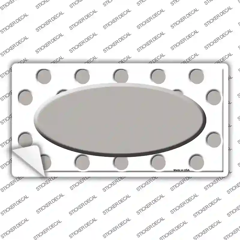 Grey White Polka Dot Grey Center Oval Novelty Sticker Decal