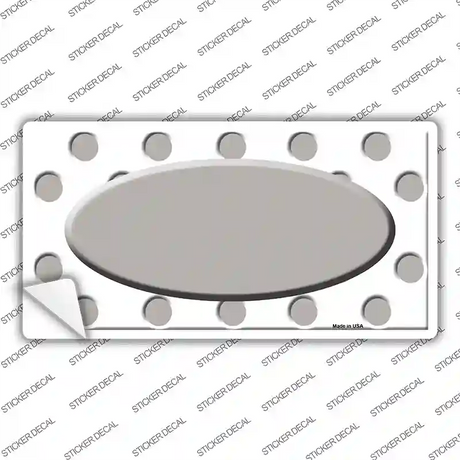 Grey White Polka Dot Grey Center Oval Novelty Sticker Decal