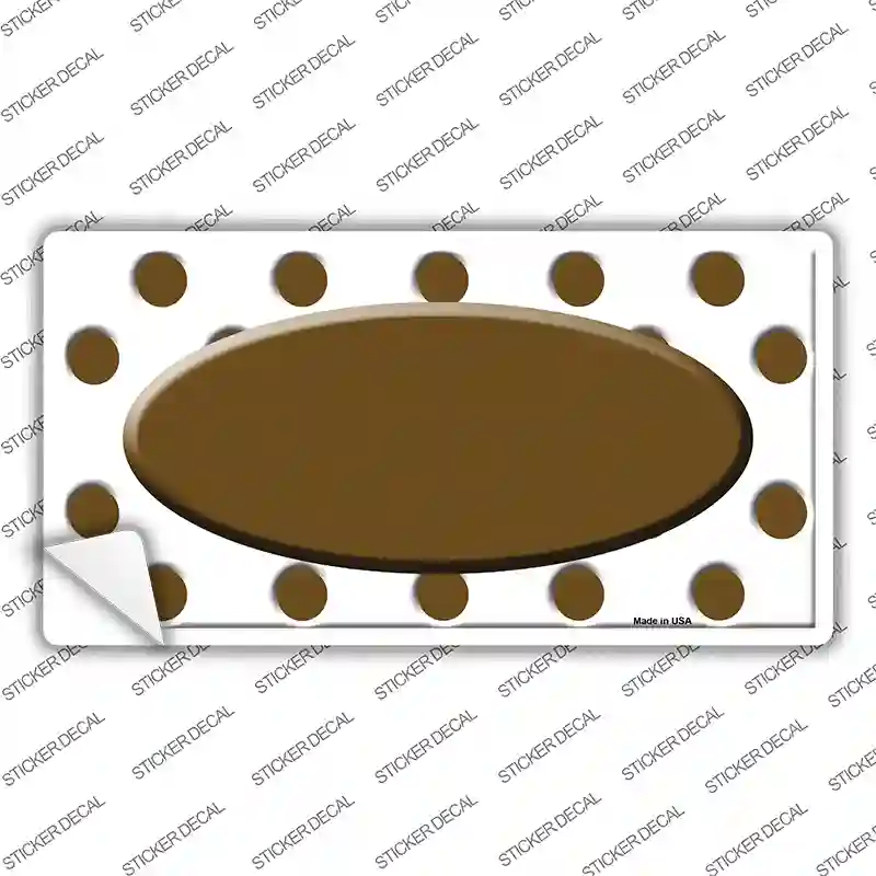 Brown White Polka Dot Brown Center Oval Novelty Sticker Decal