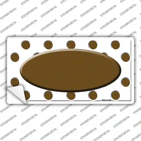 Brown White Polka Dot Brown Center Oval Novelty Sticker Decal