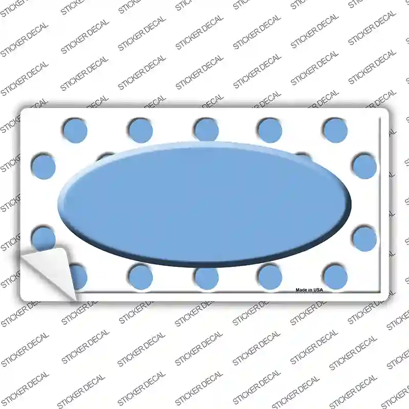 Light Blue White Polka Dot Light Blue Center Oval Novelty Sticker Decal