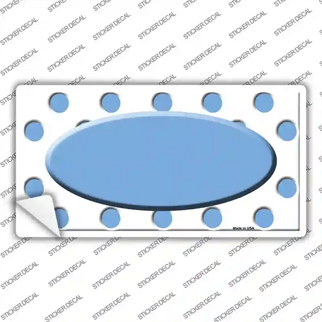 Light Blue White Polka Dot Light Blue Center Oval Novelty Sticker Decal