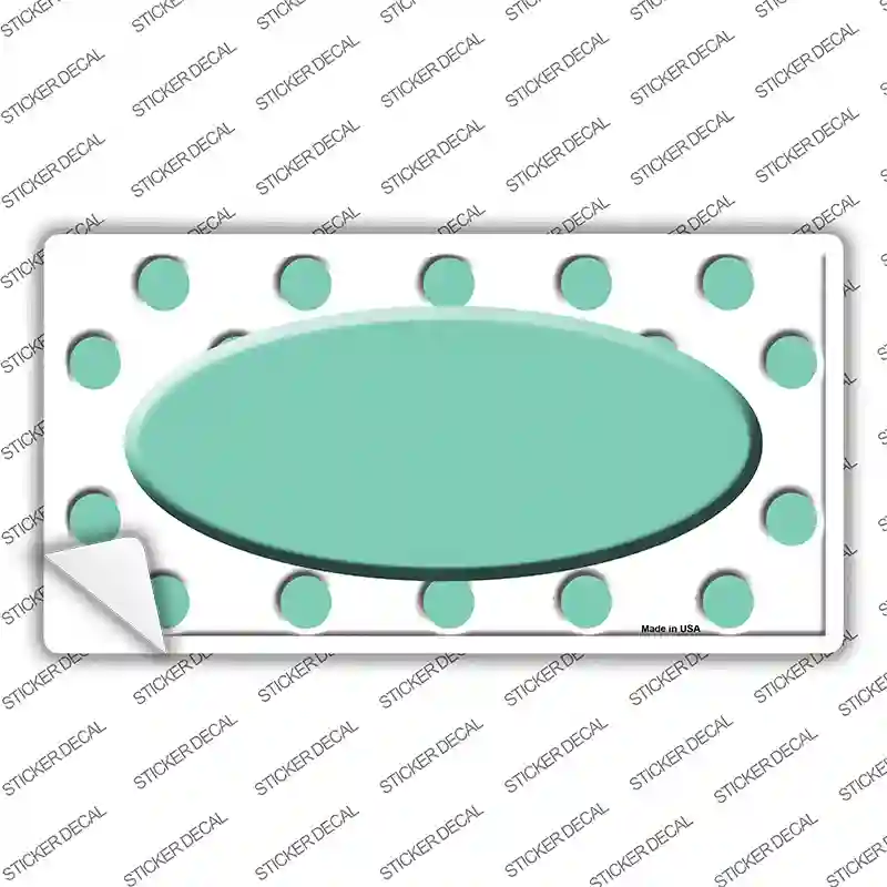 Mint White Polka Dot Teal Center Oval Novelty Sticker Decal