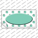 Mint White Polka Dot Teal Center Oval Novelty Sticker Decal
