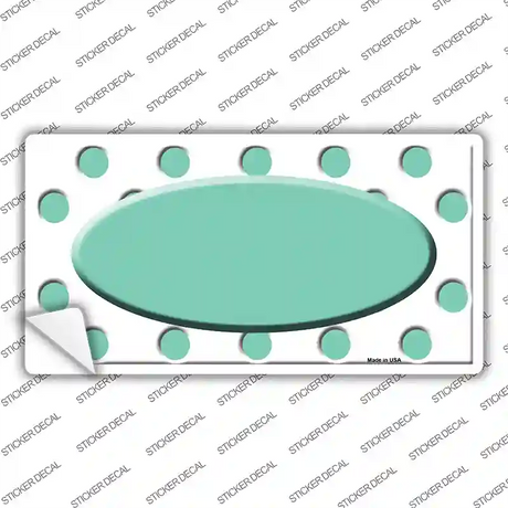 Mint White Polka Dot Teal Center Oval Novelty Sticker Decal