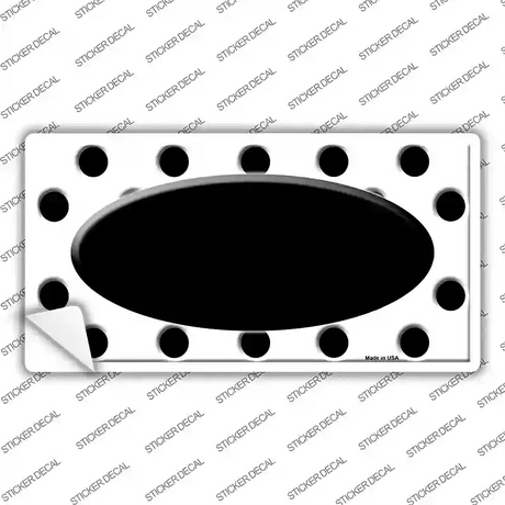 Black White Polka Dot Black Center Oval Novelty Sticker Decal
