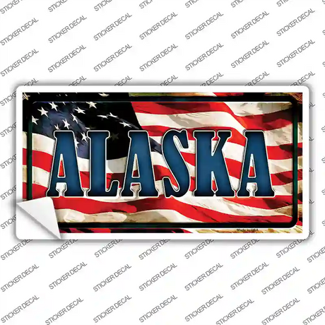 Alaska on American Flag Novelty Sticker Decal