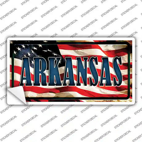 Arkansas on American Flag Novelty Sticker Decal