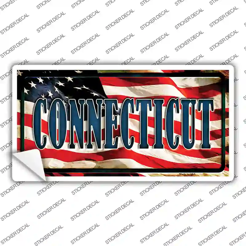 Connecticut on American Flag Novelty Sticker Decal