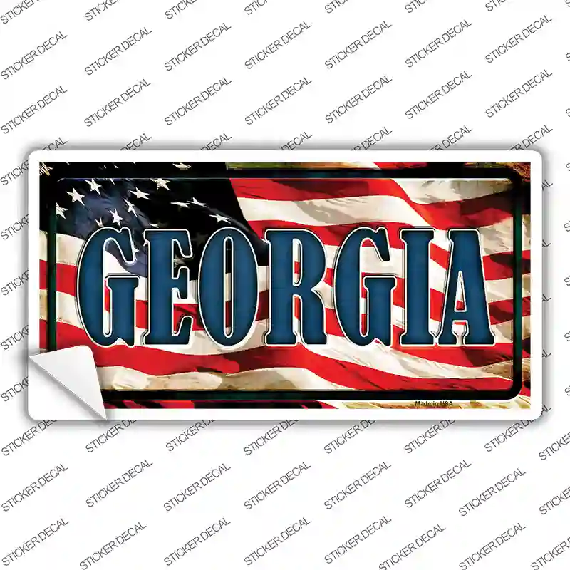 Georgia on American Flag Novelty Sticker Decal