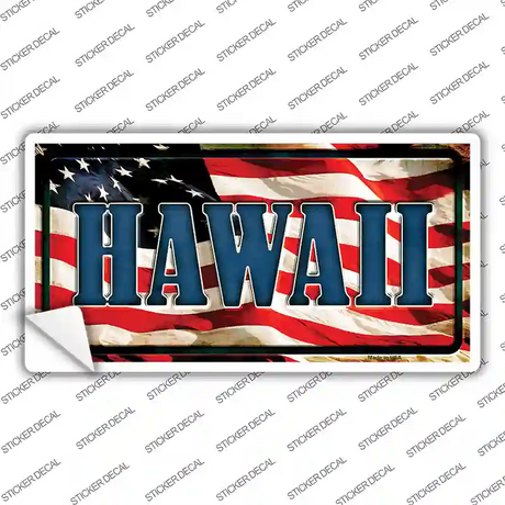 Hawaii on American Flag Novelty Sticker Decal