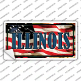 Illinois on American Flag Novelty Sticker Decal