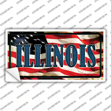 Illinois on American Flag Novelty Sticker Decal
