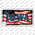 Iowa on American Flag Novelty Sticker Decal