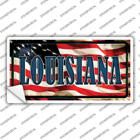 Louisiana on American Flag Novelty Sticker Decal