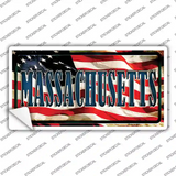 Massachusetts on American Flag Novelty Sticker Decal
