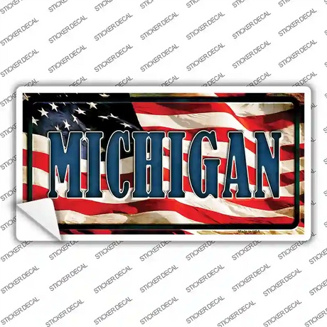 Michigan on American Flag Novelty Sticker Decal