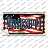 Mississippi on American Flag Novelty Sticker Decal